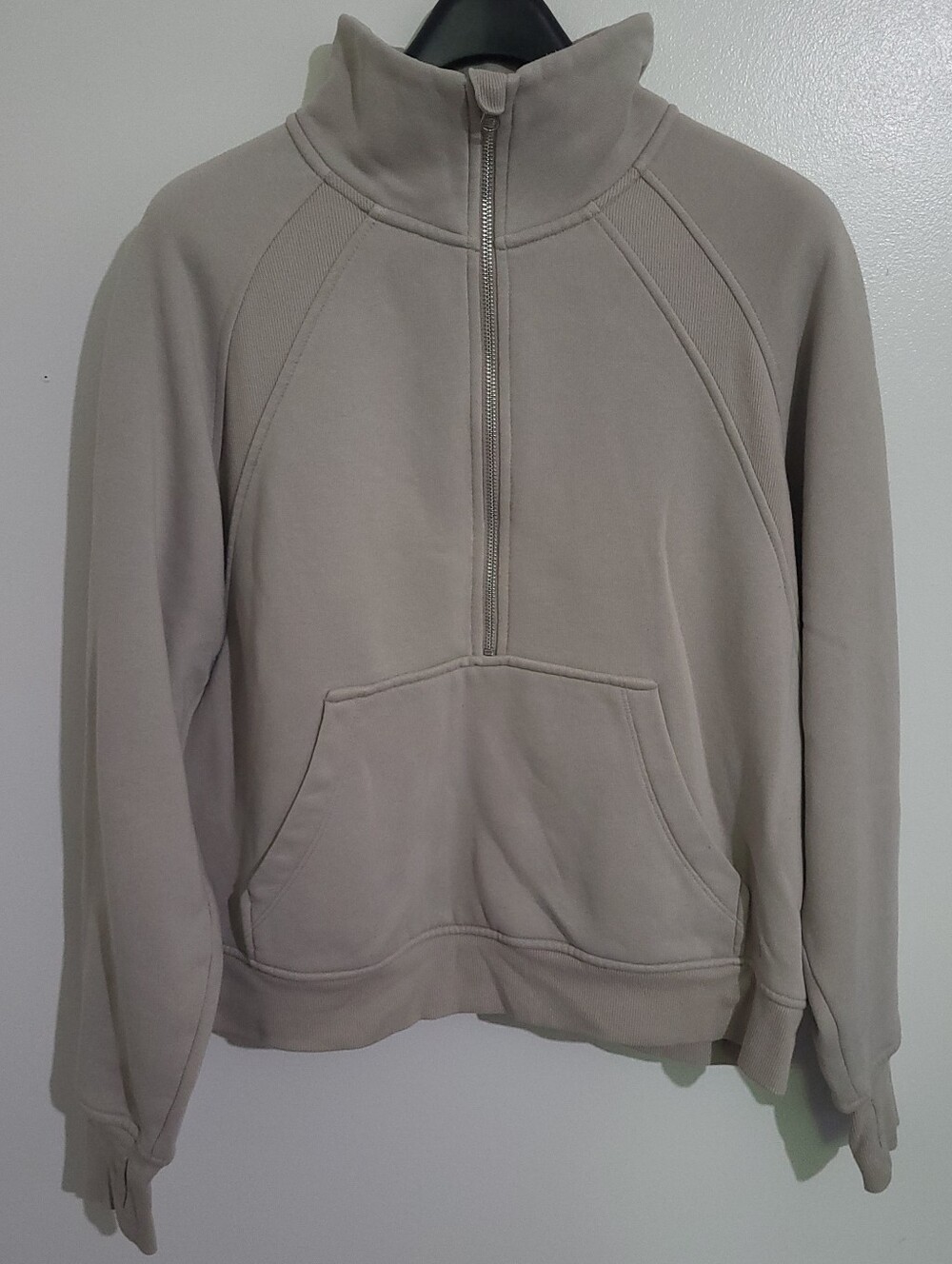 Danskin Cozy Half Zip Funnel Neck Pullover Sweatshirt Tan Size L